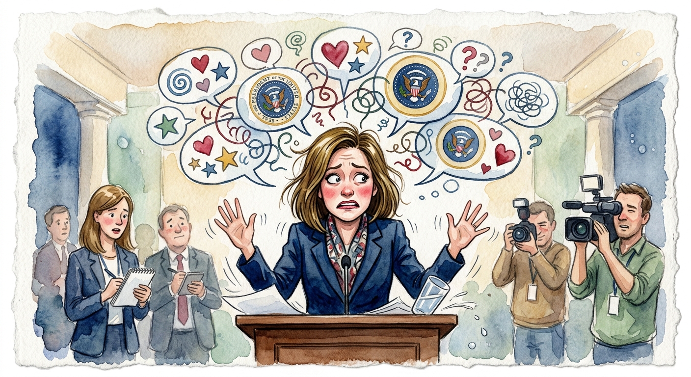 Press secretary speaking behind a White House podium